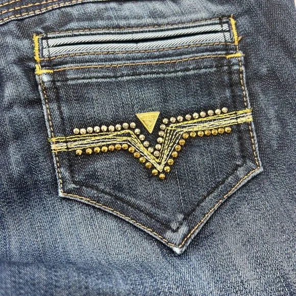 Guess Premium Women's Bootcut Embellished Denim Jeans Size 27 Low Rise - Picture 10 of 16